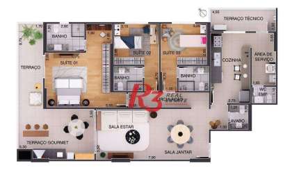 Apartamento à venda, 170 m² por R$ 2.590.100,00 - Aparecida - Santos/SP