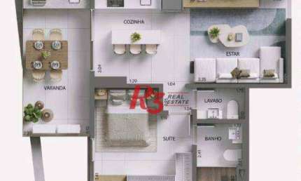 Apartamento com 1 dormitório à venda, 73 m² por R$ 936.000,00 - Ponta da Praia - Santos/SP
