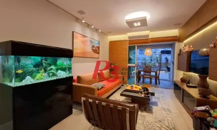 Apartamento Garden à venda, com 2 suítes e 3 vagas, Gonzaga, Santos SP