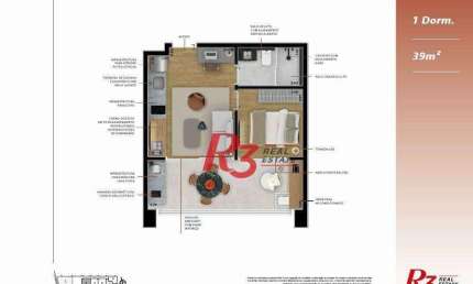 Studio à venda, 39 m² por R$ 625.000,00 - Boqueirão - Santos/SP