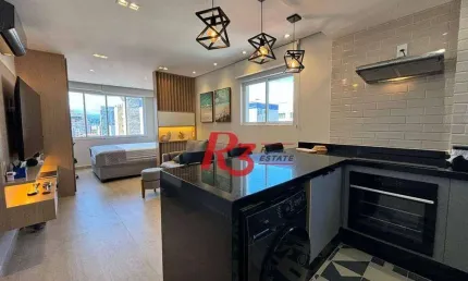 Apartamento com 1 dormitório para alugar, 44 m² por r$ 5.500,02/mês - gonzaga - santos/sp