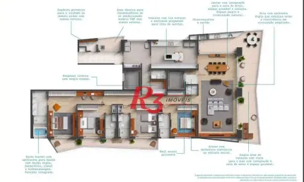 Apartamento com 4 suítes de frente para o mar no Gonzaga em Santos à venda, 315 m² por R$ 5.900.000 - Gonzaga - Santos/SP