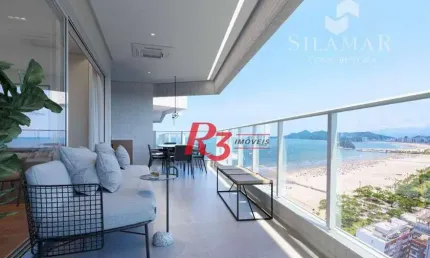 Apartamento com 3 suítes de frente para a praia no gonzaga à venda, 224 m² por r$ 4.340.000  - santos/sp