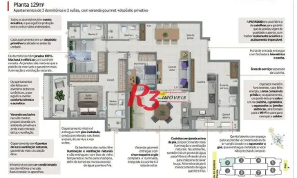 Apartamento com 3 dormitórios à venda, 129 m² por r$ 1.838.000,00 - embaré - santos/sp