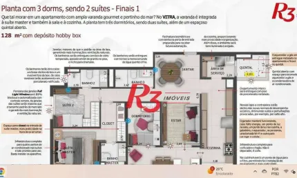 Apartamento com 3 dormitórios à venda, 124 m² por r$ 1.838.000,00 - gonzaga - santos/sp