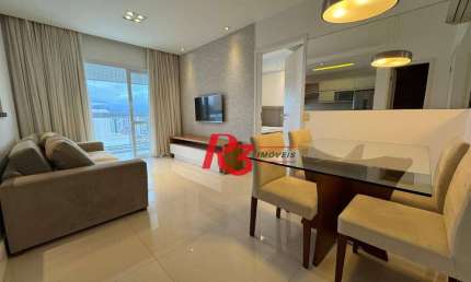 Apartamento com 1 dormitório para alugar, 57 m² por R$ 6.200,00/mês - Gonzaga - Santos/SP