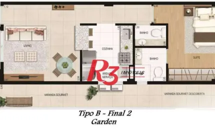 Apartamento garden à venda, 58 m² por r$ 740.000,00 - boqueirão - santos/sp