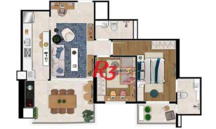 Apartamento à venda, 82 m² por R$ 1.087.800,00 - Aparecida - Santos/SP