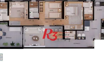 Apartamento à venda, 124 m² por r$ 1.646.638,51 - boqueirão - santos/sp