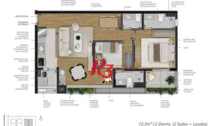 Apartamento à venda, 72 m² por R$ 1.456.383,11 - Boqueirão - Santos/SP