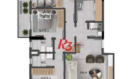 Apartamento à venda, 150 m² por R$ 2.321.439,75 - Aparecida - Santos/SP