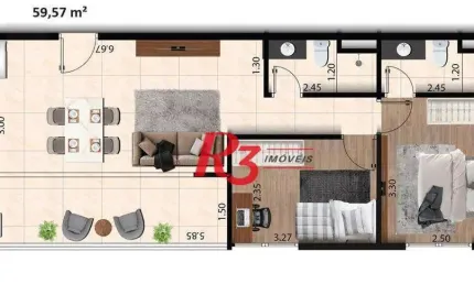 Apartamento à venda, 59 m² por R$ 508.000,00 - Macuco - Santos/SP