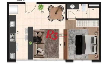 Apartamento à venda, 37 m² por R$ 388.000,00 - Macuco - Santos/SP