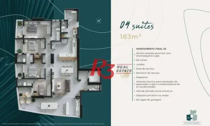 Apartamento à venda, 183 m² por R$ 2.408.936,86 - Ponta da Praia - Santos/SP