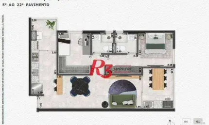 Apartamento com 2 dormitórios à venda, 74 m² por R$ 662.161 - Marapé - Santos/SP