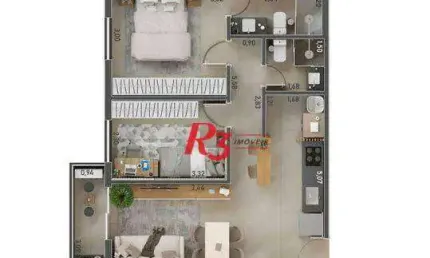 Apartamento com 2 dormitórios à venda, 56 m² por R$ 548409 - Macuco - Santos/SP