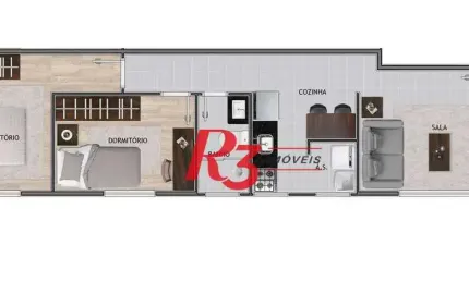Apartamento à venda, 50 m² por R$ 385.900,00 - Macuco - Santos/SP