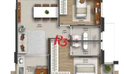 Apartamento com 2 dormitórios à venda, 86 m² por R$ 892.500 - Gonzaga - Santos/SP