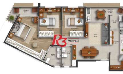 Apartamento com 3 dormitórios à venda, 94 m² por R$ 1.094.231 - Gonzaga - Santos/SP