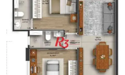 Apartamento com 2 dormitórios à venda, 74 m² por R$ 756.000 - Gonzaga - Santos/SP