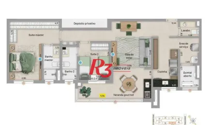 Apartamento com 2 dormitórios à venda, 96 m² por r$ 1.600.000,00 - embaré - santos/sp