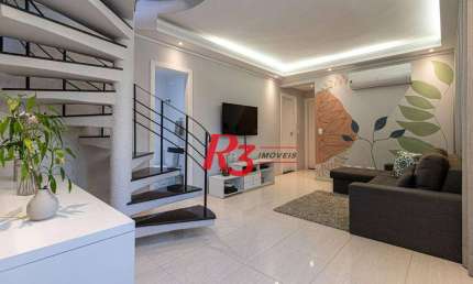 Cobertura com 3 dormitórios à venda, 170 m² por R$ 1.060.000,00 - Pompéia - Santos/SP
