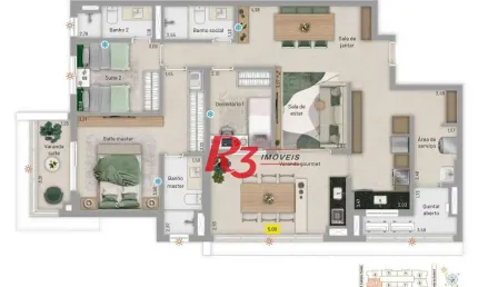 Apartamento à venda, 123 m² por r$ 1.707.000,00 - embaré - santos/sp
