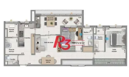 Apartamento à venda, 92 m² por r$ 1.350.000,00 - embaré - santos/sp