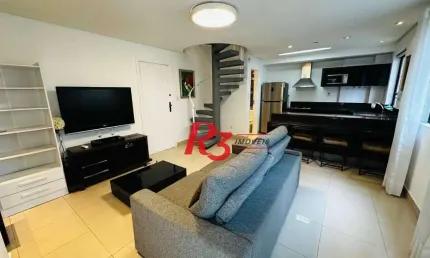 Apartamento Duplex com 1 dormitório à venda, 83 m² por R$ 710.000,00 - Ponta da Praia - Santos/SP
