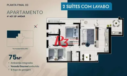 Apartamento à venda, 75 m² por r$ 1.089.167,17 - ponta da praia - santos/sp