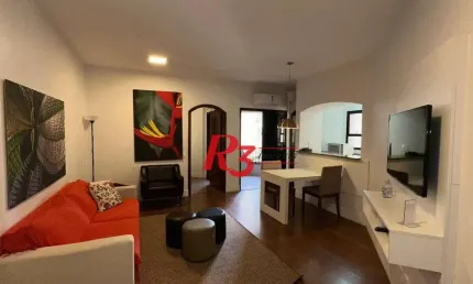 Flat com 1 dormitório para alugar, 48 m² por R$ 4.500,02/mês - Gonzaga - Santos/SP