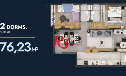 Apartamento com 2 dormitórios à venda, 76 m² por r$ 747.000 - itararé - são vicente/sp