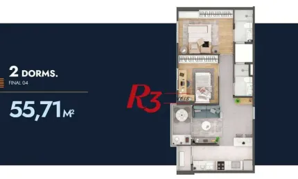 Apartamento com 2 dormitórios à venda, 55 m² por r$ 557.000,00 - itararé - são vicente/sp