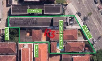 Terreno à venda, 1447 m² por R$ 14.480.000,00 - José Menino - Santos/SP