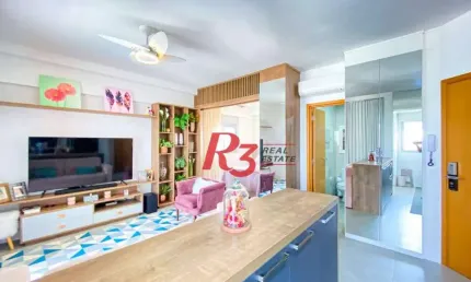 PORTEIRA FECHADA , Apartamento com 1 dormitório à venda, 46 m² por R$ 795.000 - Boqueirão - Santos/SP