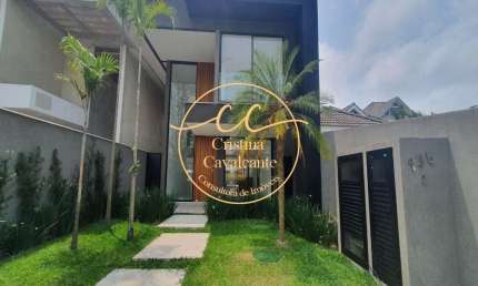 Barra/Interlagos de Itaúna - Casa contemporânea triplex à venda com 4 suítes, 350 m², piscina e sotão