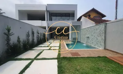 RIO MAR - Casa contemporânea triplex à venda em Barra da Tijuca, Rio de Janeiro: 4 suítes, 350m², 3 vagas, piscina e sauna!