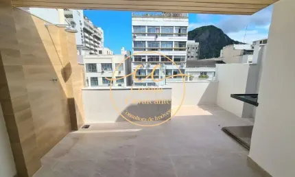Copacabana/ Cobertura linear à venda 1 suíte, 78 m², varanda gourmet com bancada, chuveirão, vista Cristo