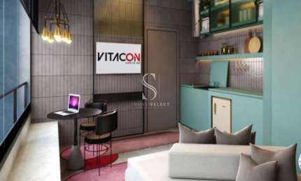 Condominio On Alvorada 183, Studio de 46m² com 1 dormitório, varanda, 1 vaga.