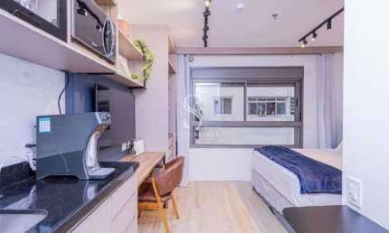 EDIFICIO ATHOS STUDIOS, PARAISO- APARTAMENTO DE 21m² COM 1 DORMITÓRIO , 1 BANHEIRO, VARANDA E NÃO PO