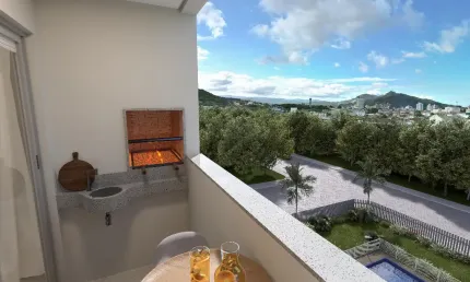 Belíssimo apartamento na planta em biguaçu com sacada e infraestrutura completa