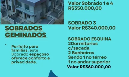 Sobrados disponíveis com 2 suítes  churrasqueira   barra velha-sc