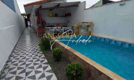 Casa com 3 dormitórios e piscina a 500m da pista, Vila Atlântica - Mongaguá/SP