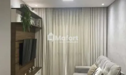 Apartamento com dois dormitórios, varanda, uma vaga, lazer
