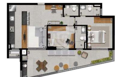 Apartamento com 2 suítes, 97,05mts, à venda no Edifício AK 1107