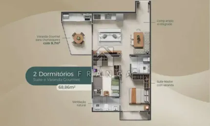 Apartamento com 2 quartos à venda no Loteamento Villa Branca, Jacareí 