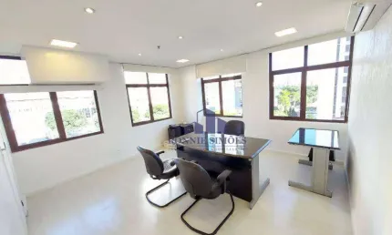 Sala unificada mobiliado para alugar, brooklin, ed. chicago, av. portugal, 4 salas, 4 banheiros, 2 vagas, 85 m², são paulo