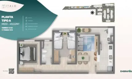 Apartamento com 2 quartos à venda no Jardim Abaeté, Piracicaba  por R$ 250.984