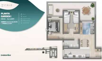 Apartamento com 2 quartos à venda no Jardim Abaeté, Piracicaba  por R$ 255.673
