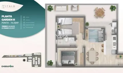 Apartamento com 2 quartos à venda no jardim abaeté, piracicaba  por r$ 279.507